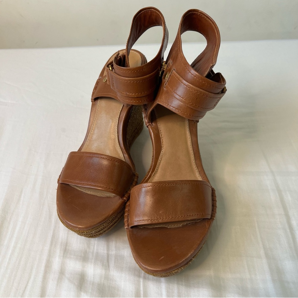 UGG size 9 Maryanne Tan Platform Leather Wedge Sandals - Picture 7 of 8
